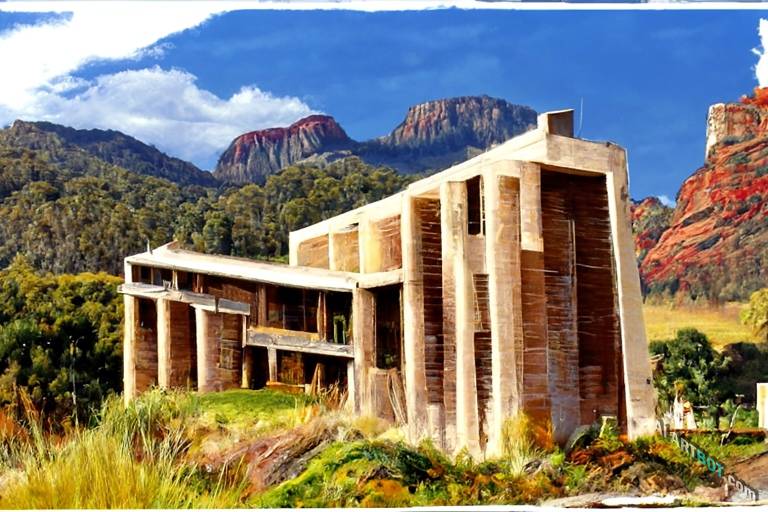 A scenic view of building in national park by Peter Andrew Jones