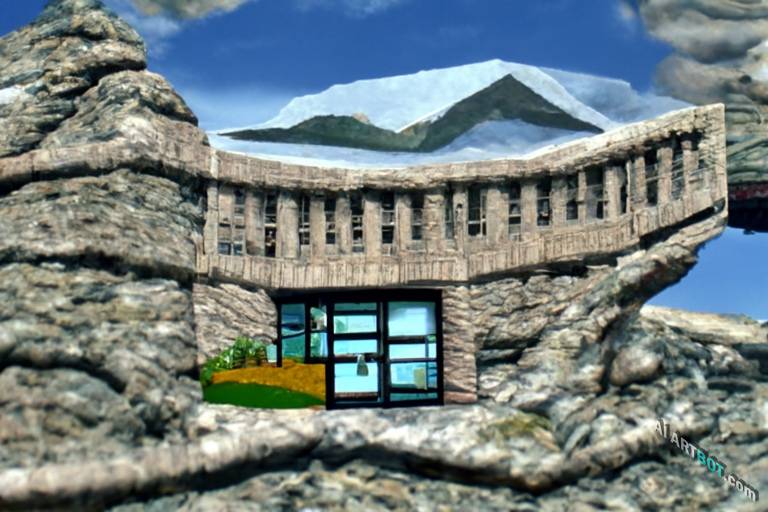 A scenic view of building in national park, PS1 graphics