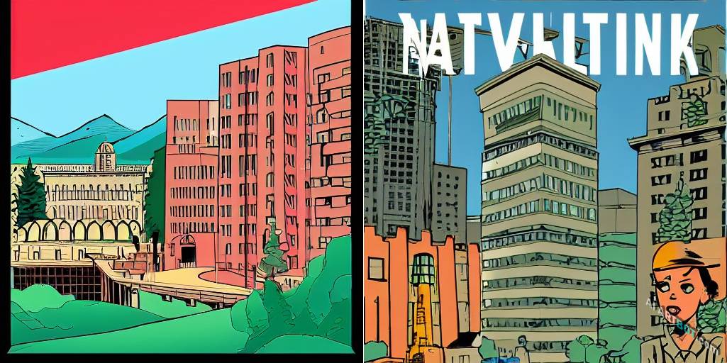 A scenic view of building in national park by Darwyn Cooke
